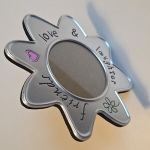 Silver Flower-Shaped Photo Frame - 3 Inch Circle Picture Frame